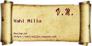 Vahl Milla névjegykártya